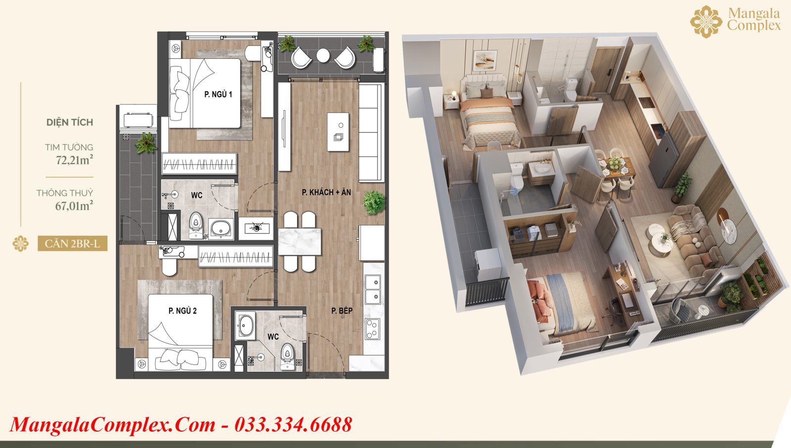 Thiết kế căn hộ 2PN-L